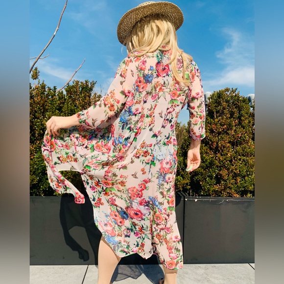 🚢ITALIAN Anna Sassatelli Duster Vintage Floral Design Italy - Picture 14 of 16